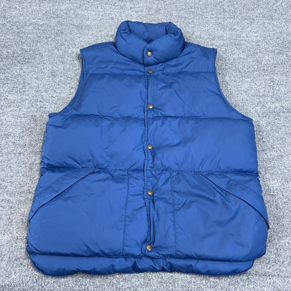 Vintage LL Bean Vest Men Medium Tall MT Goose Down Insulated Puffer Snap 80s 90s